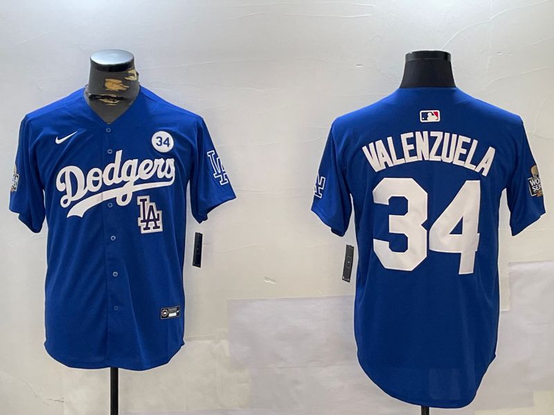 Men Los Angeles Dodgers #34 Valenzuela Blue Game 2024 Nike MLB Jersey style 11214